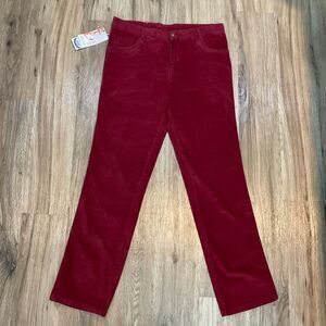 New Classic Vogue Fashion Pants Textured Stretch Size 35 Burgundy  NWT‎